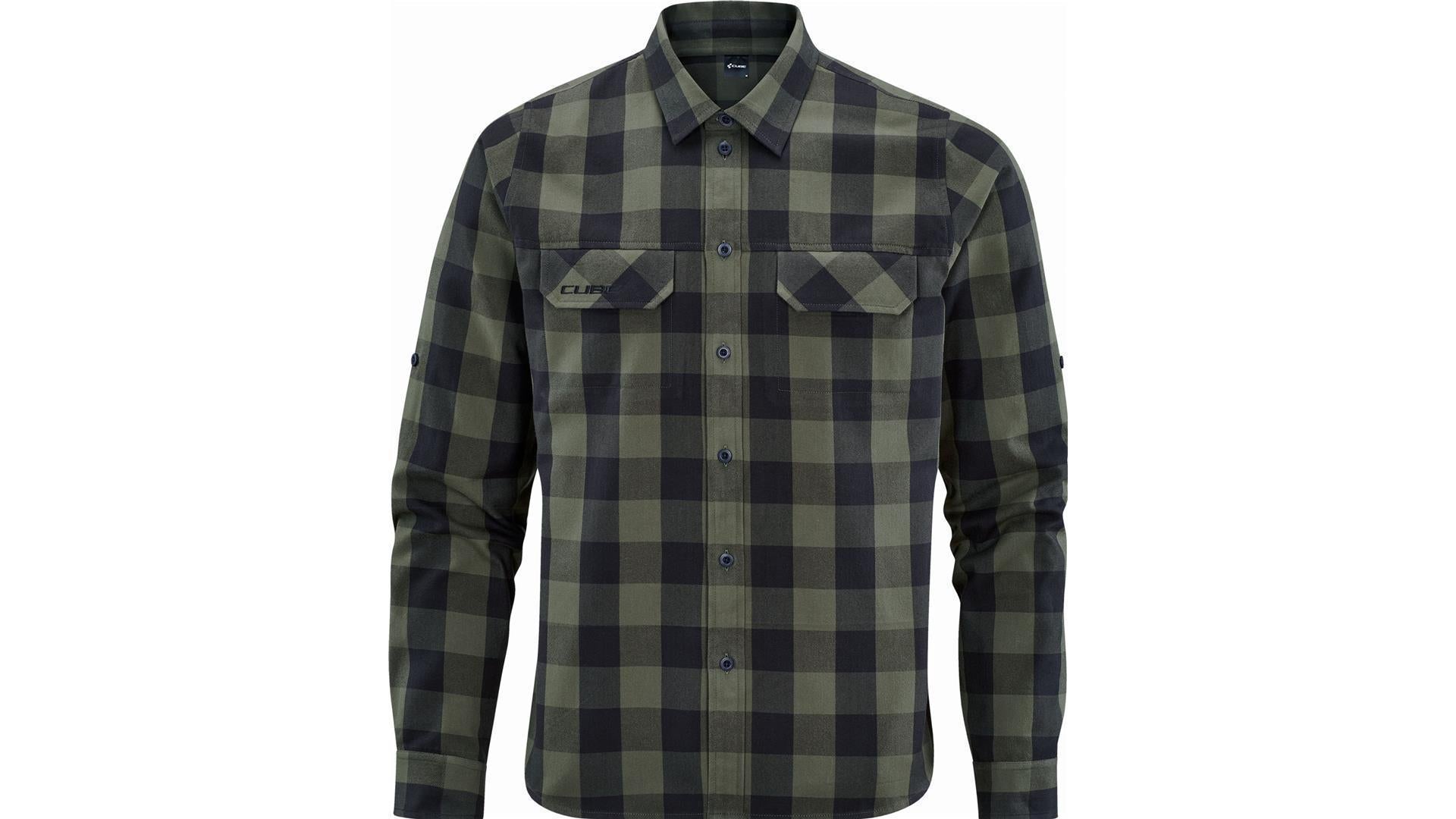 Cube Work Hemd Langarm olive check - S