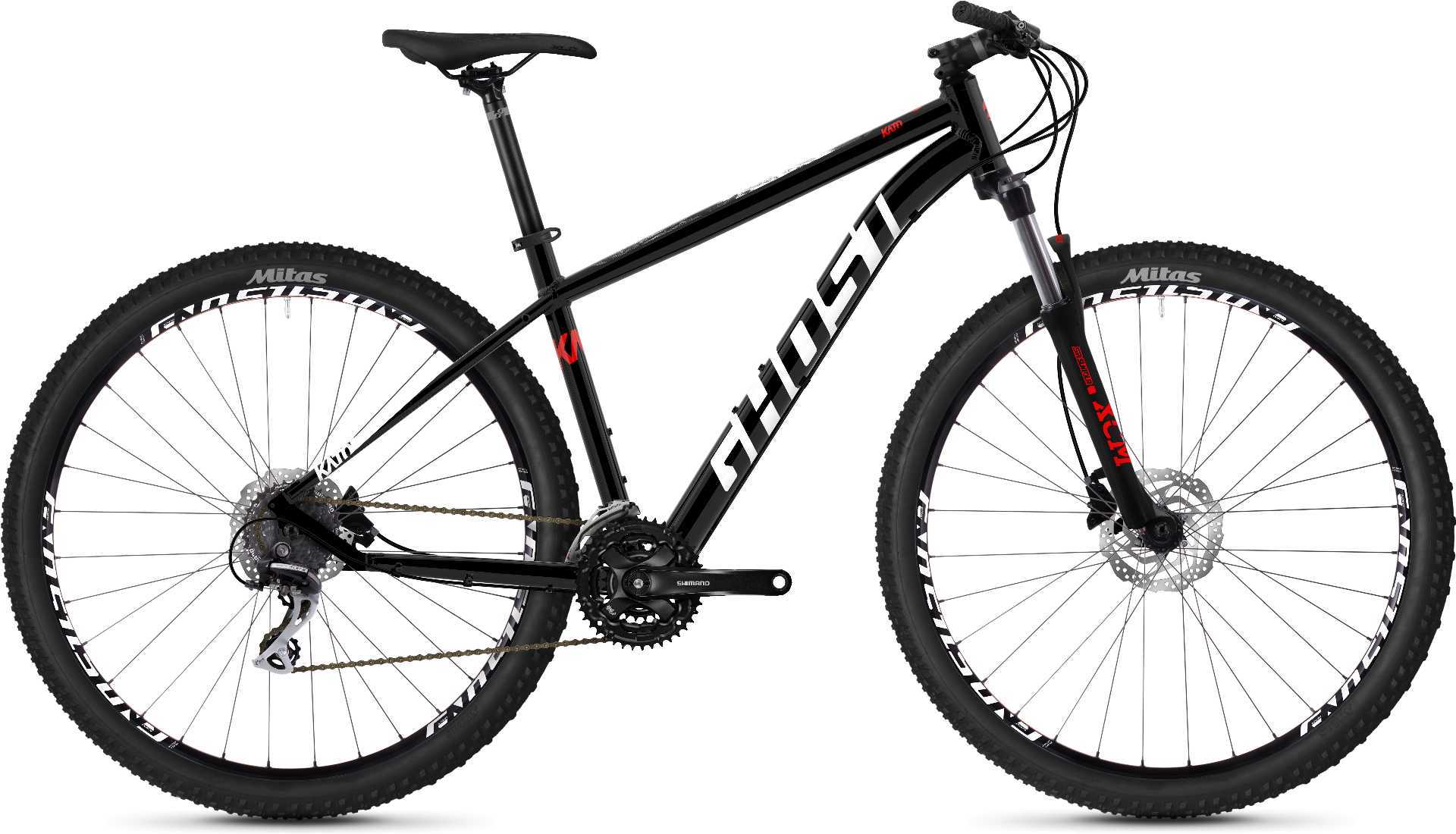 Ghost Kato 3.9 AL U 29" MTB-Hardtail jet black / star white / fiery red - S