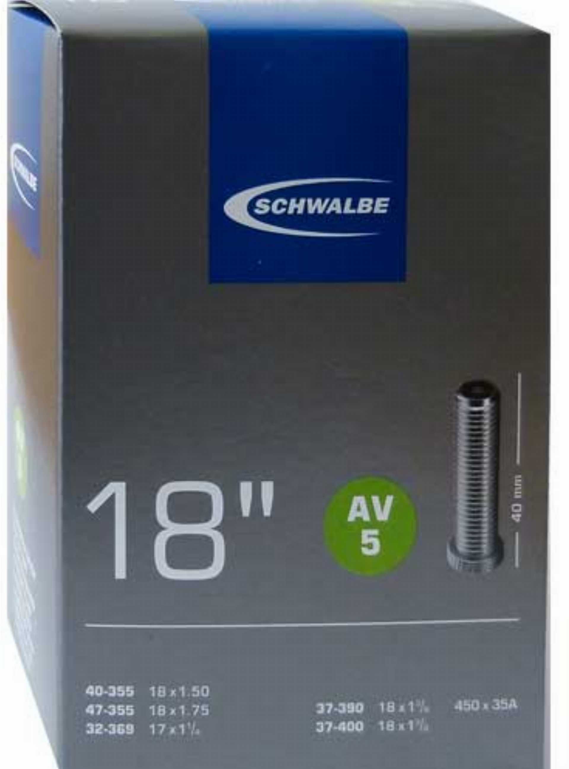 Schwalbe Fahrradschlauch AV Ventil Nr. 5 18",40 mm,32/47-355/400
