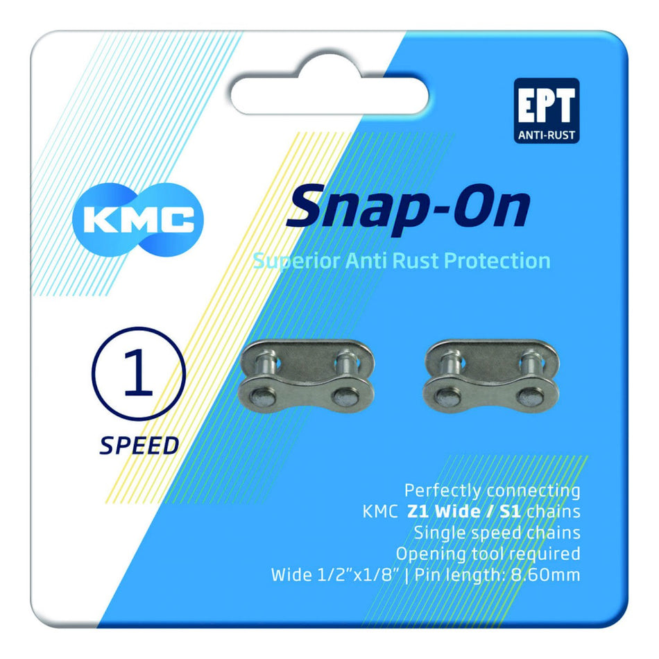 KMC Snap On Kettenschloss für 1-fach stahl 1/2x1/8 - 2 Stück auf Blister