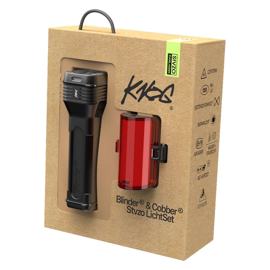 Knog Blinder 120 Lux + Twinpack StVZO Beleuchtungsset inkl. Lenkerhalterung schwarz
