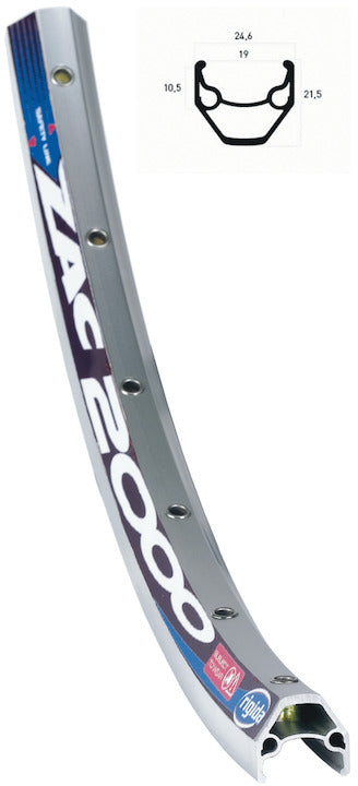 Laufrad HR Rigida ZAC 2000 silber + Schraubkranznabe Alu VA silber 26"