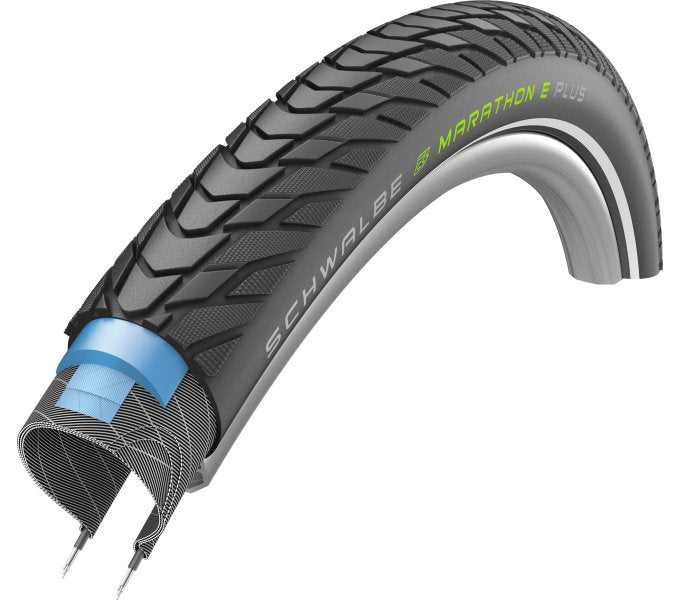 Schwalbe Marathon E-Plus Addix E Performance Line, Tube, Drahtreifen 28" TwinSkin, Smart DualGuard black-reflex