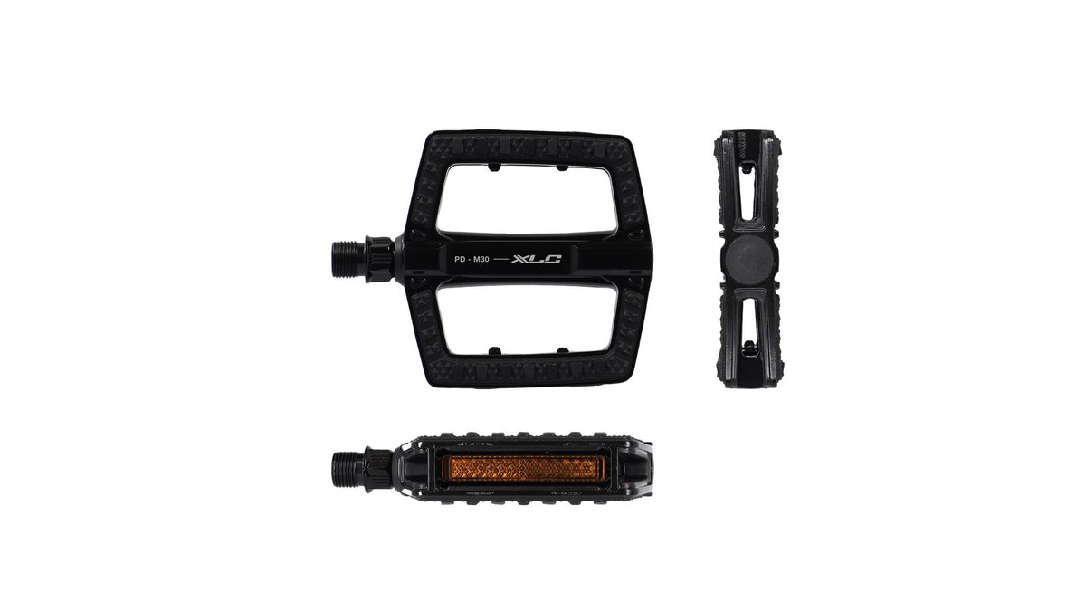 flat pedal mit reflektor XLC Flat Pedal PD-M30 schwarz mit Reflektor – Biketech24