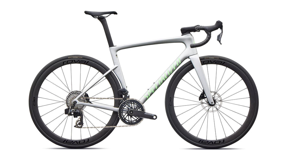 Specialized Tarmac SL9 Expert AXS Rennrad Diamant 28" Gloss Silver Dust/Powder Lime
