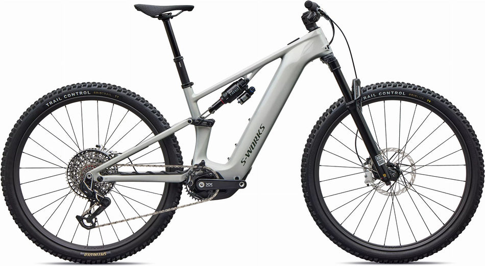 Specialized S-Works Turbo Levo R 900 Wh E-Bike Fully 29" Gloss Dolomite/Viavi Silver Green Pearl / Oak Green Metallic