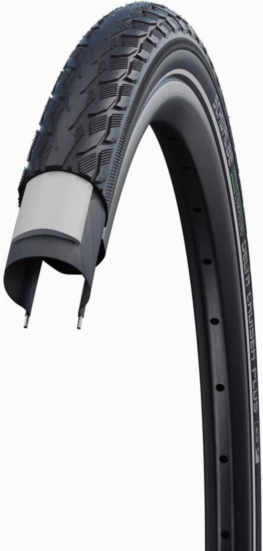 Schwalbe Delta Cruiser Plus PunctureGuard, Active Line, Tube Drahtreifen 20", Green black/reflex 47-406