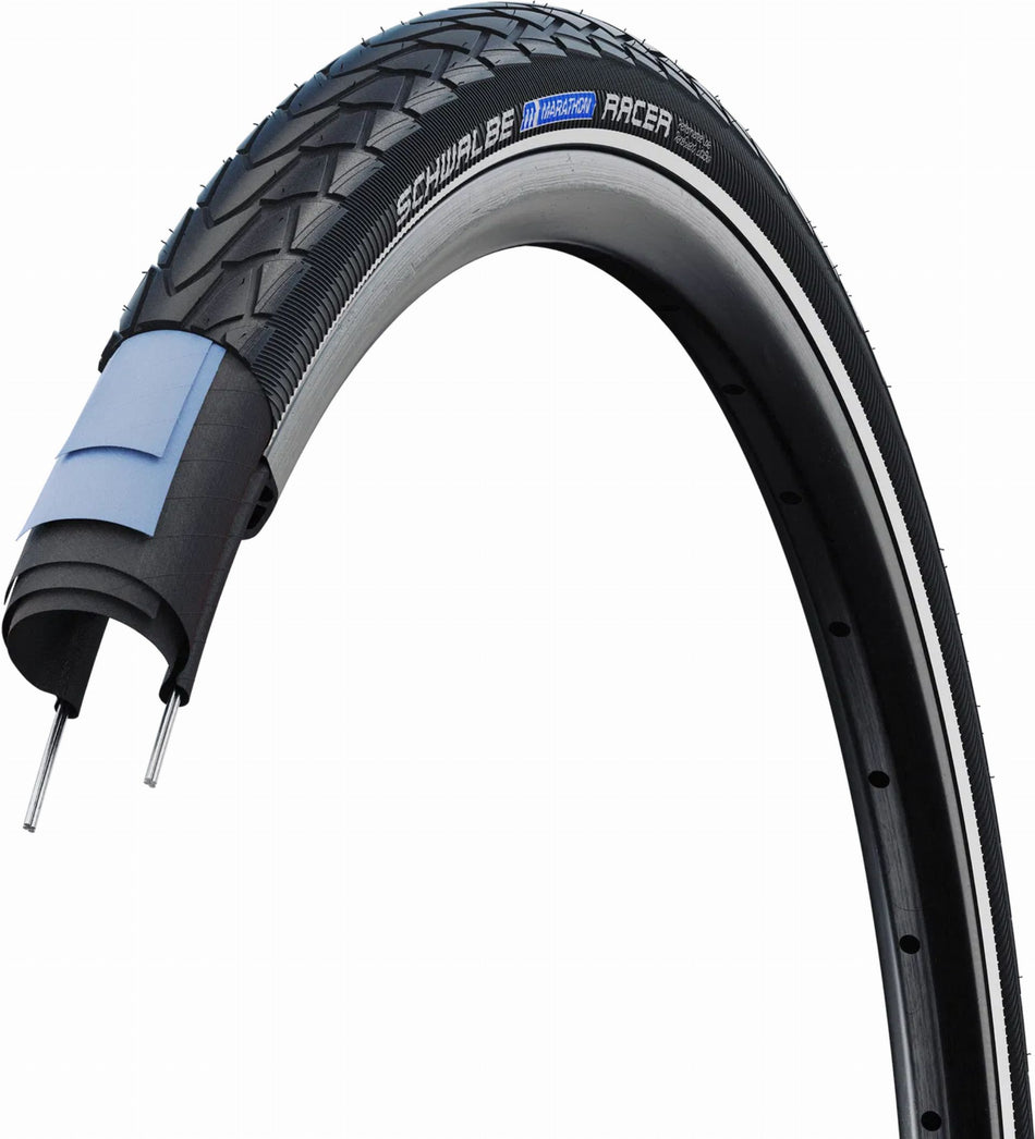 Schwalbe Marathon Racer RaceGuard, Standard, Tube Drahtreifen 18", Addix Green black/reflex 40-355