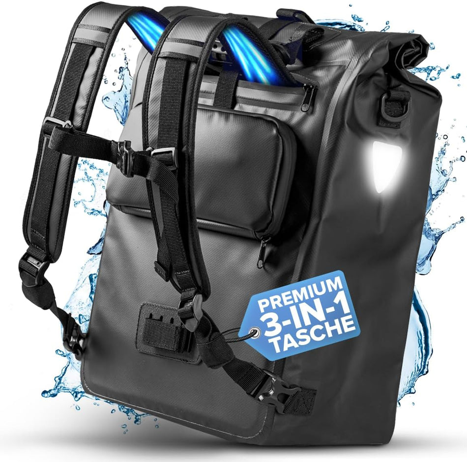 Büchel 3in1 GTR-Tasche 100 % Wasserdicht mit Rucksackfunktion 22 L