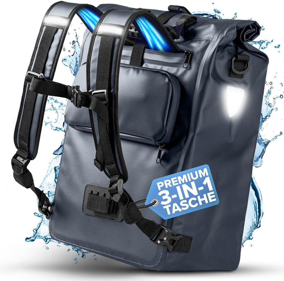 Büchel 3in1 GTR-Tasche 100 % Wasserdicht mit Rucksackfunktion 22 L
