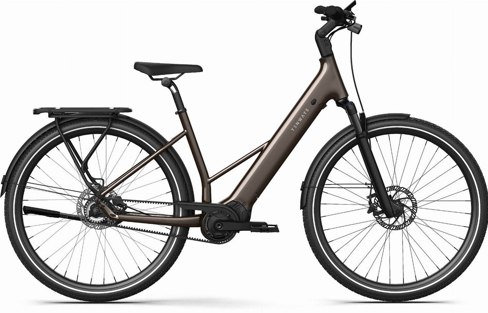 Tenways AGO AIR Belt 560 Wh E-Bike Wave 28" walnut brown 46 cm