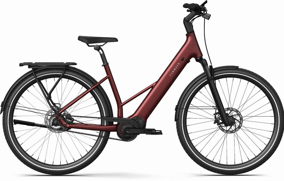 Tenways AGO AIR Belt 560 Wh E-Bike Wave 28" welvet red 46 cm