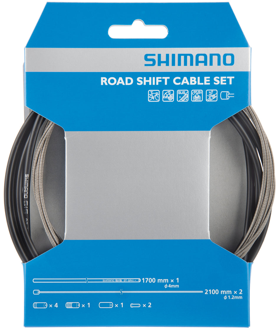 Shimano Schaltzug-Set Road Edelstahl, Edelstahl, 2x 2.100 mm, OT-SP41, 1.700 mm, Schwarz