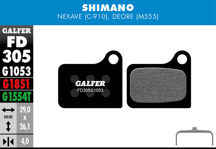 Galfer Bremsbelag Performance Shimano – Nexave C-910, Deore BR-M555 29 x 26,1 x 4 mm 1 Paar schwarz