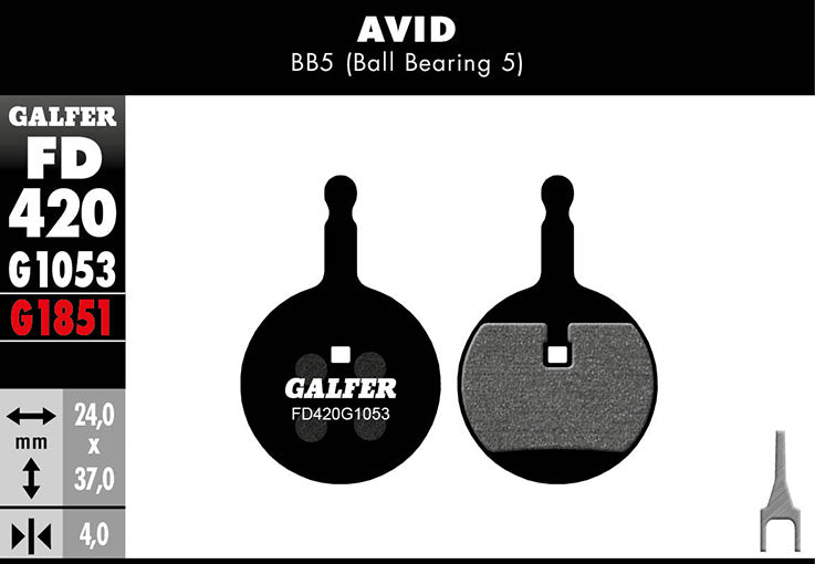 Galfer Bremsbelag Performance AVID - BB5 (Ball Bearing 5) 24 x 37 x 4 mm 1 Paar schwarz