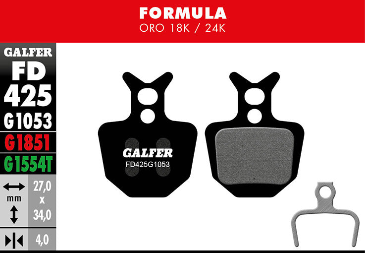 Galfer Bremsbelag Performance Formula - Oro 18K/24K 27 x 34 x 4 mm 1 Paar schwarz