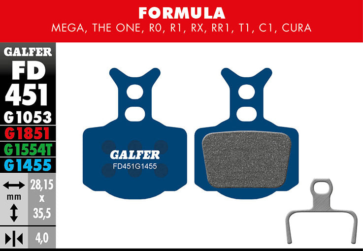 Galfer Bremsbelag Road Formula R - Mega, The One, R0. R1, RX, RR1, T1, C1 28,15 x 35,5 x 4 mm 1 Paar blau