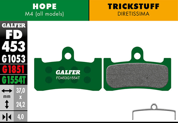 Galfer Bremsbelag Pro Hope M4/Trickstuff C41 37 x 24,2 x 4 mm 1 Paar grün