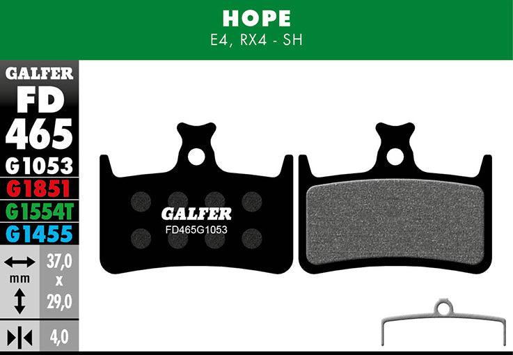 Galfer Bremsbelag Performance Hope E4, RX4-Shimano 37 x 29 x 4 mm 1 Paar schwarz