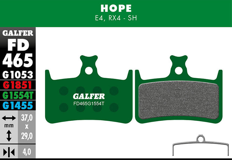 Galfer Bremsbelag Pro Hope E4, RX4-Shimano 37 x 29 x 4 mm 1 Paar grün