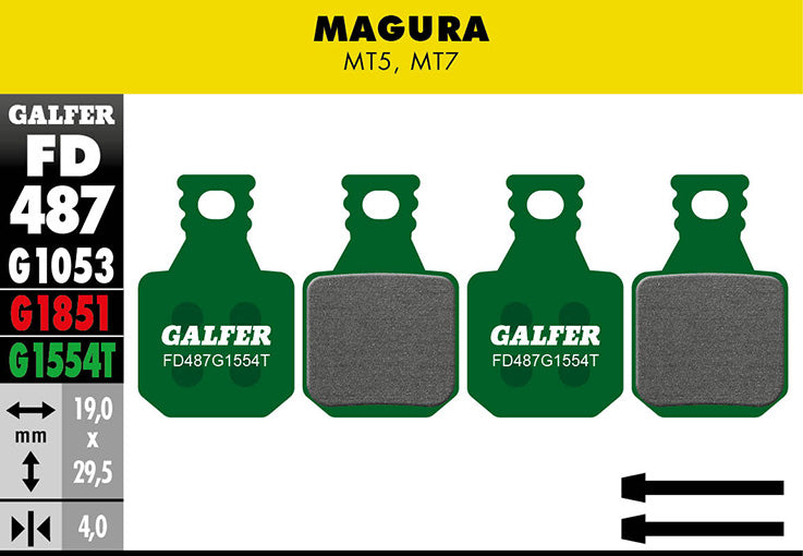 Galfer Bremsbelag Pro Magura - MT5, MT7 19 x 29,5 x 4 mm 1 Paar grün