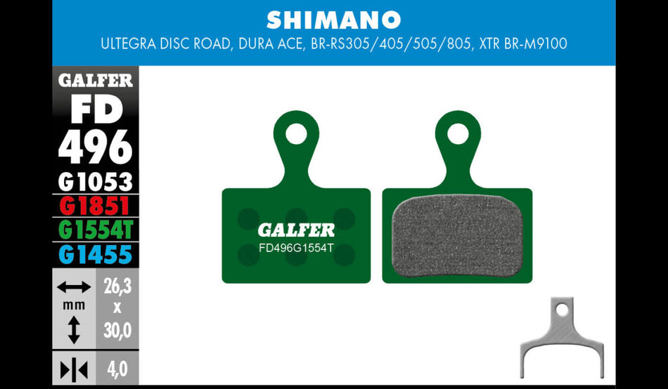 Galfer Bremsbelag Pro Shimano - Ultegra Disc Road, Dura Ace, BR-RS305/405/ 26,3 x 30 x 4 mm 1 Paar grün