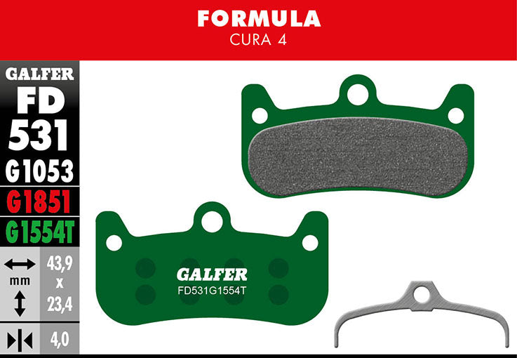 Galfer Bremsbelag Pro Formula - Cura 4 43,9 x 23,4 x 4 mm 1 Paar grün