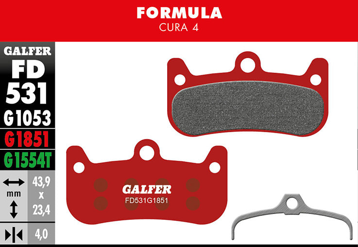 Galfer Bremsbelag Advanced Formula - Cura 4 43,9 x 23,4 x 4 mm 1 Paar rot