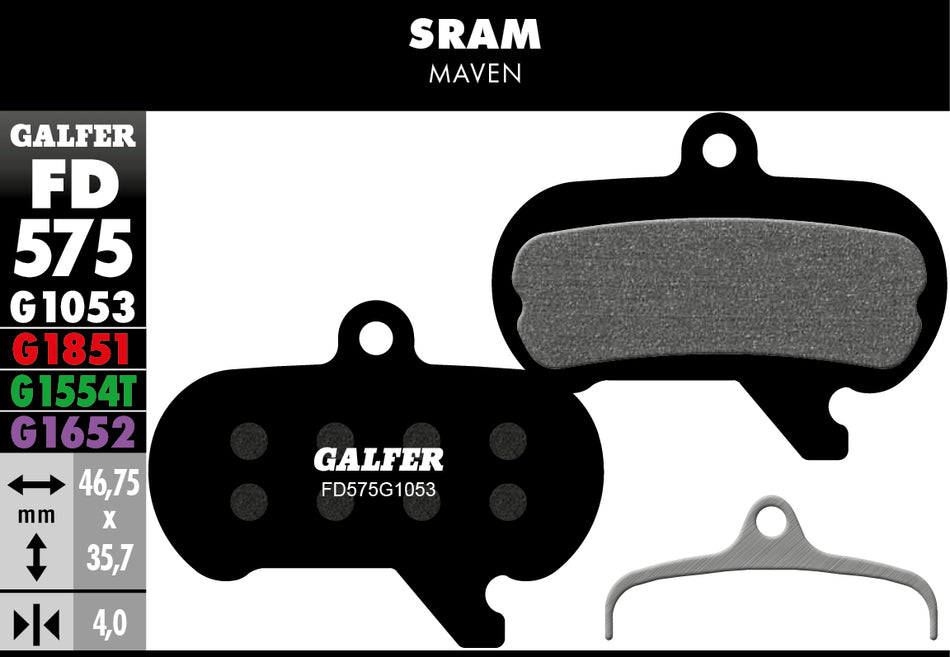 Galfer Bremsbelag Performance SRAM Maven 46,75 x 35,7 x 4 mm 1 Paar schwarz