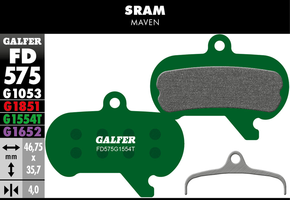 Galfer Bremsbelag Pro SRAM Maven 46,75 x 35,7 x 4 mm 1 Paar grün