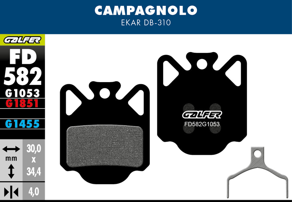 Galfer Bremsbelag Advanced Campagnolo Ekar DB-310 30 x 34,4 x 4 mm 1 Paar rot