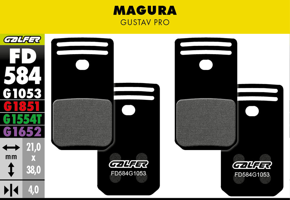 Galfer Bremsbelag Performance Magura Gustav Pro 21 x 38 x 4 mm 1 Paar schwarz