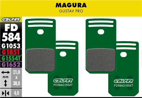 Galfer Bremsbelag Pro Magura Gustav Pro 21 x 38 x 4 mm 1 Paar grün