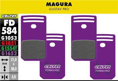 Galfer E-Bike Bremsbelag Magura Gustav Pro 21 x 38 x 4 mm 1 Paar violett