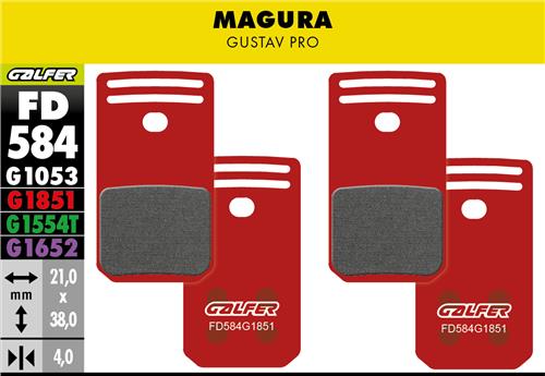 Galfer Bremsbelag Advanced Magura Gustav Pro 21 x 38 x 4 mm 1 Paar rot