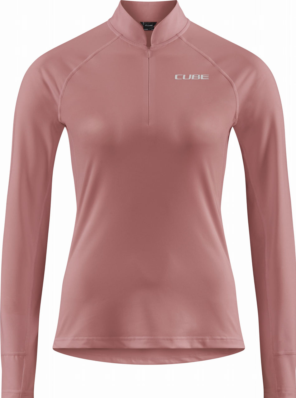 Cube ATX WS Trikot Half Zip Langarm rose