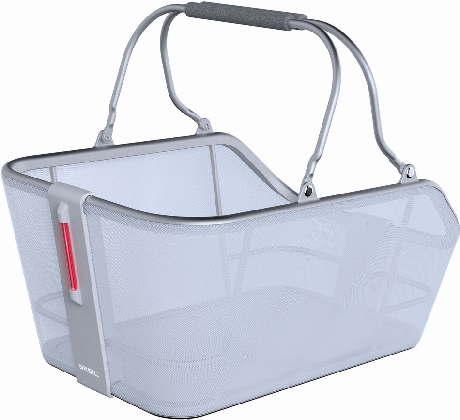 Basil Cento Tech Fiber Nordlicht Mik Gepäckträgerkorb blau silber 21 L