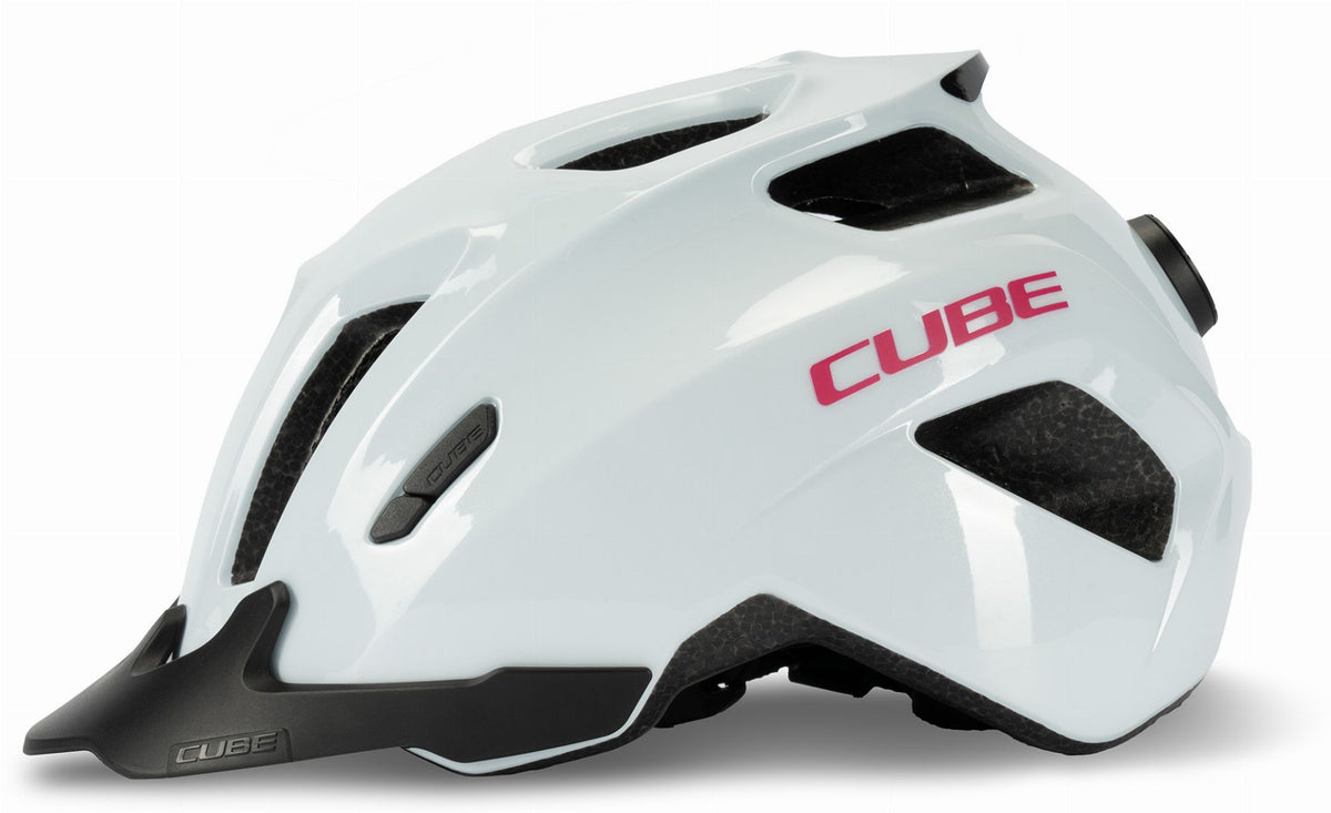 fahrradhelm rot weiße punkte Cube Fink Kinder-Helm flashwhite'n'pink – Biketech24