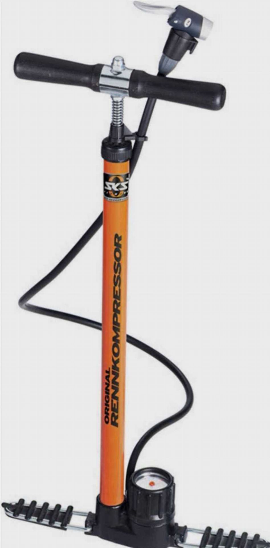 SKS GERMANY Rennkompressor Standpumpe orange Ventilkopf - Multivalve - Schlauch