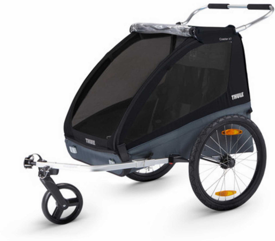 Thule Coaster XT Kinderfahrradanhänger + Buggy Set 2-Sitzer schwarz