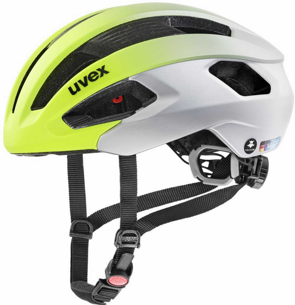Uvex Rise CC Tocsen Rennrad-Helm neon yellow - silver matt