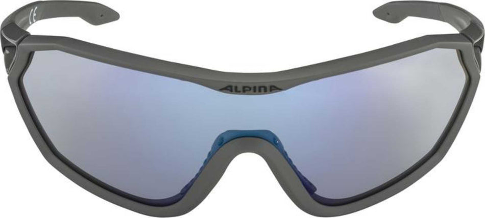 Alpina S-Way V Sportbrille moon-grey matt/varioflexmirror+ blue