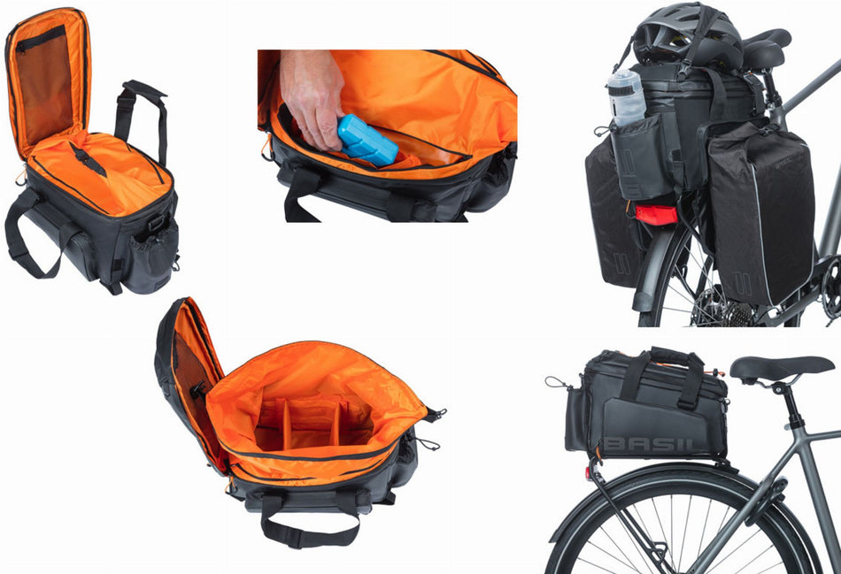 Basil Miles Trunkbag XL Pro MIK 2.0 Gepäckträgertasche schwarz/orange 9 L - 36 L