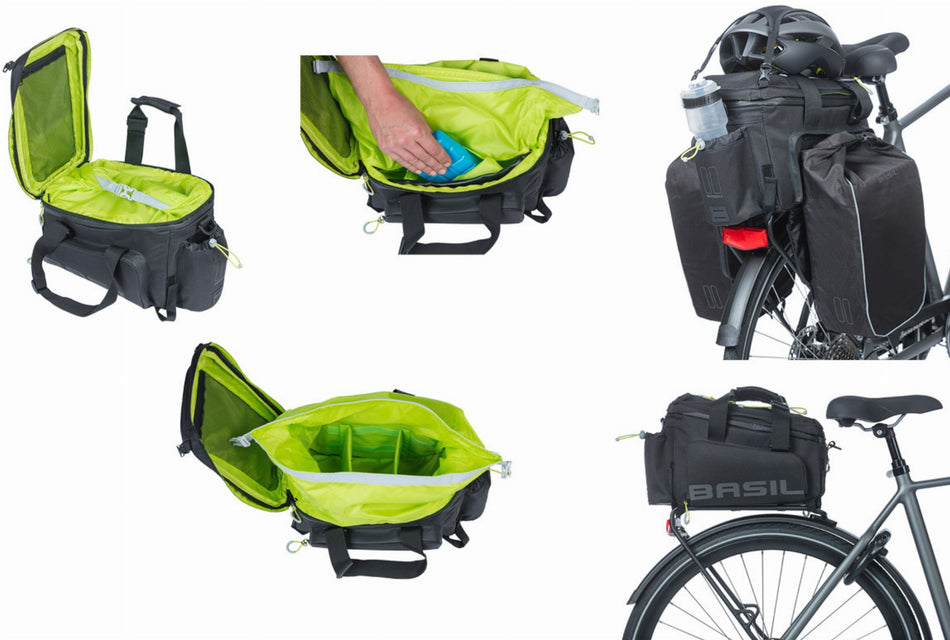 Basil Miles Trunkbag XL Pro MIK 2.0 Gepäckträgertasche schwarz/lime 9 L - 36 L
