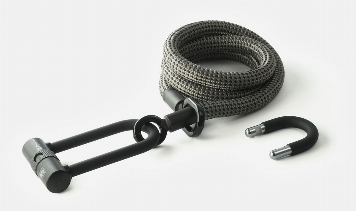 tex-lock eyelet Textilschloss mit Ösen inkl. U/X Bundle Bügelschloss - electric grey / 160 cm
