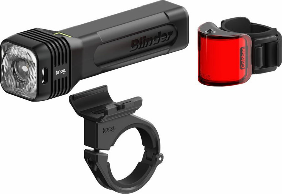 Knog Blinder 80 Lux + Cobber Lil Twinpack StVZO Beleuchtungsset inkl. Lenkerhalterung schwarz