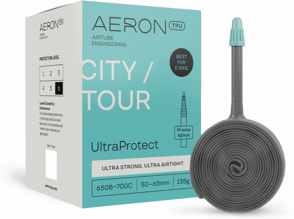 Aeron/TPU City/Tour - UltraProtect 50-65 mm Schlauch 27,5"-28" black Ventil SV 42 mm