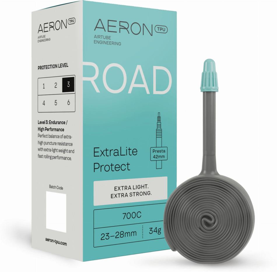 Aeron/TPU Road - ExtraLite Protect 23–28 mm Schlauch 28" black Ventil SV