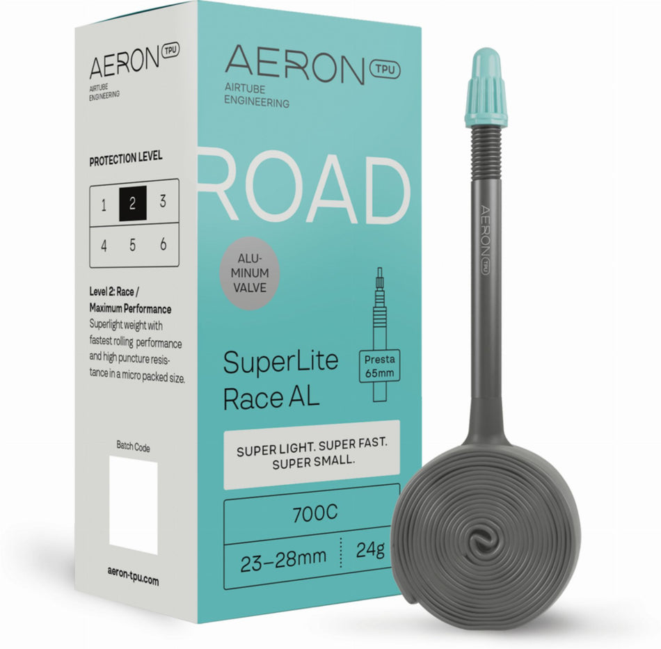 Aeron/TPU Road - SuperLite Race AL 23–28 mm Schlauch 28" black Ventil SV