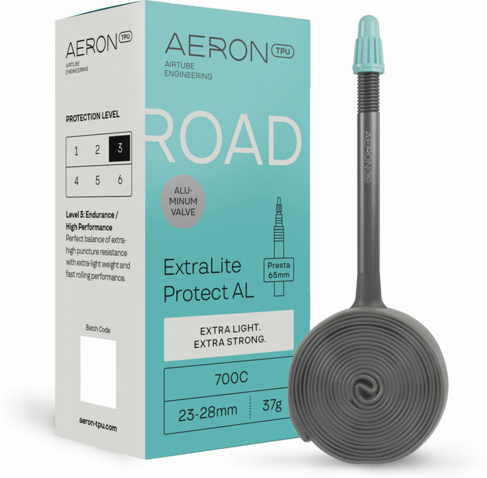 Aeron/TPU Road - ExtraLite Protect AL 23-28 mm Schlauch 28" black Ventil SV 65 mm